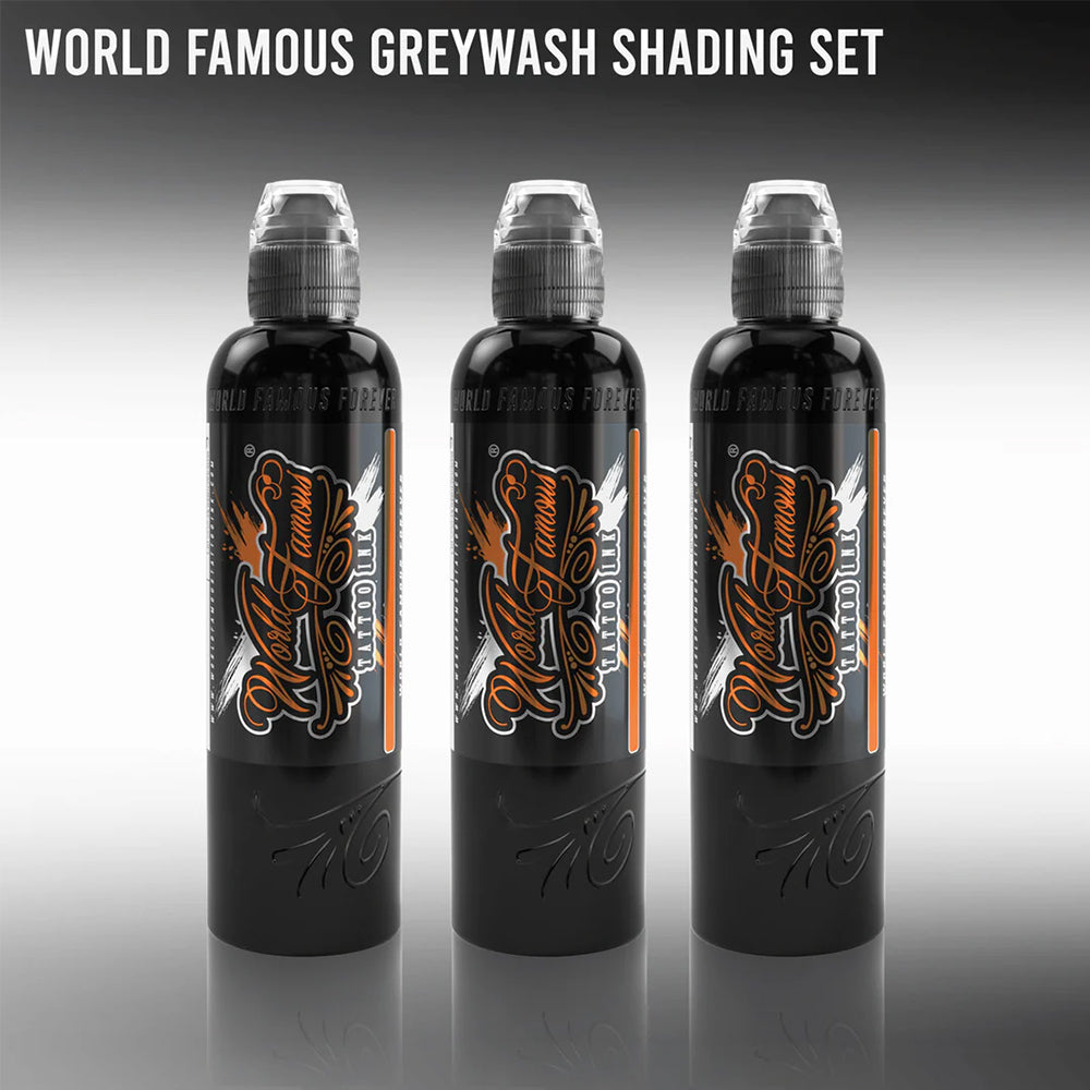 3 Bottle Greywash Set — World Famous Tattoo Ink — 1oz