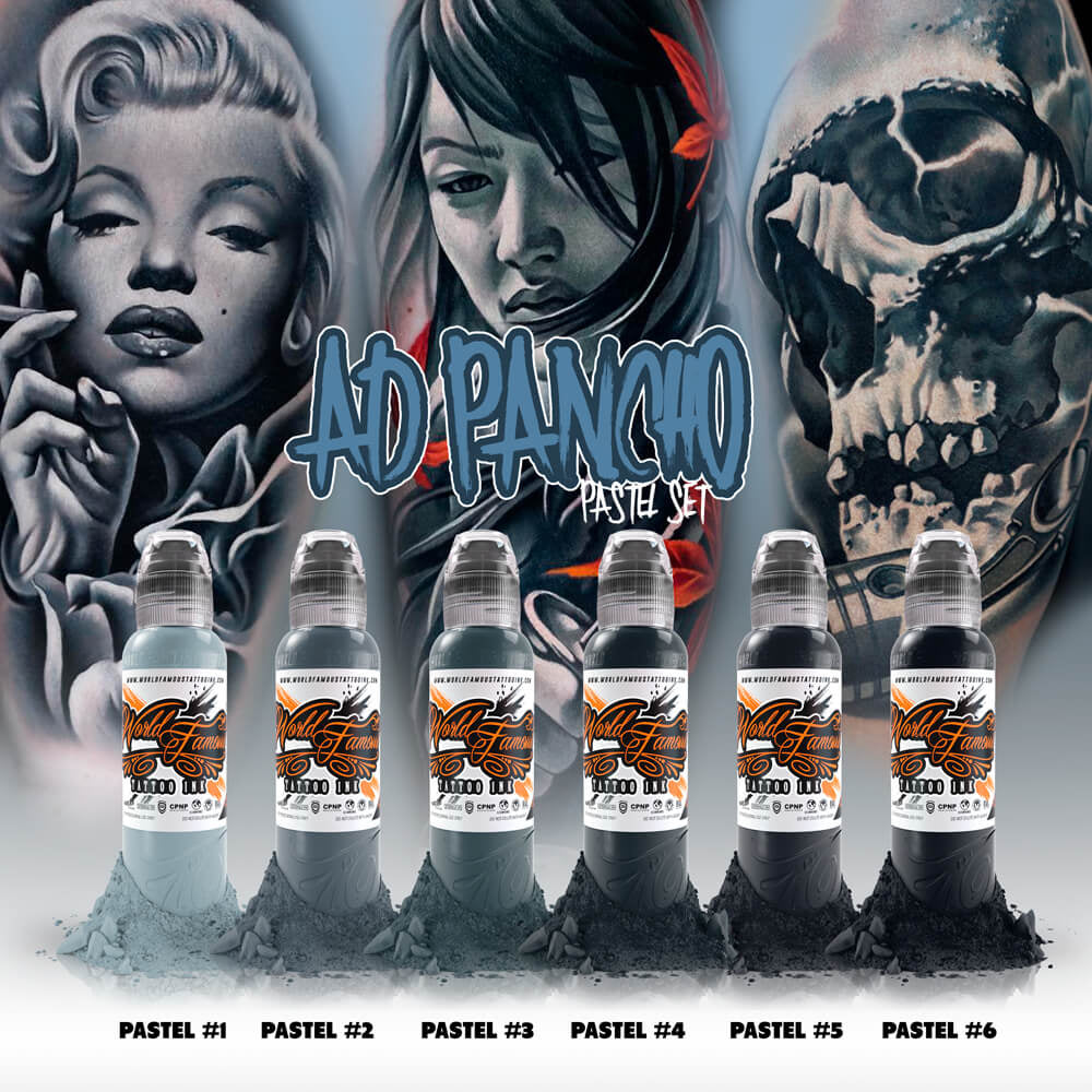 A.D. Pancho Pastel Greys Set — World Famous Tattoo Ink — 1oz