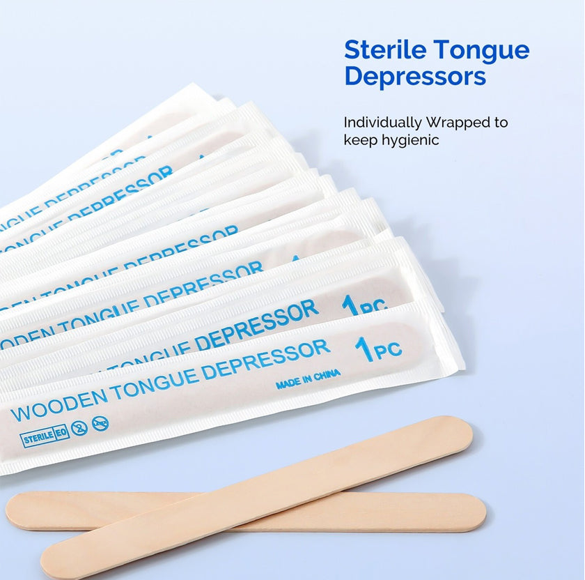 Individually Wrapped Wooden Tongue Depressors – 100 pcs